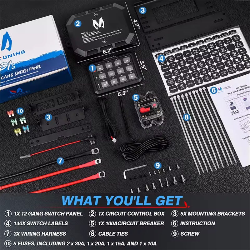 8/12 Gang RGB Schalttafel LED Arbeits licht leiste Schalter Box Controller für Universal autos LKW Boot utv 4x4 4wd