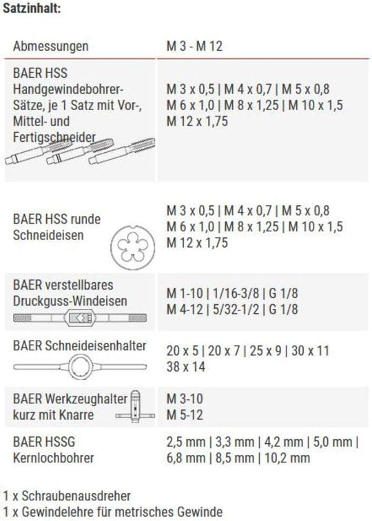 Gewindeschneider HSS Set