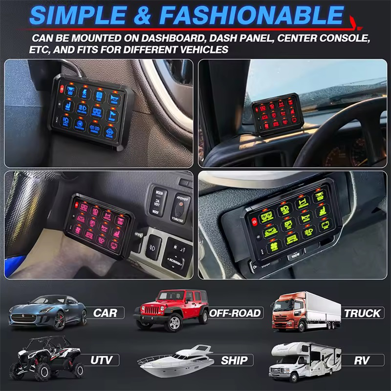 8/12 Gang RGB Schalttafel LED Arbeits licht leiste Schalter Box Controller für Universal autos LKW Boot utv 4x4 4wd