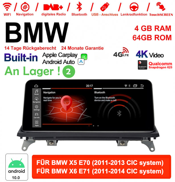 Android Autoradio für BMW X5 E70 und X6 E71 2011-2014 mit Wireless CarPlay, Android Auto & DAB+