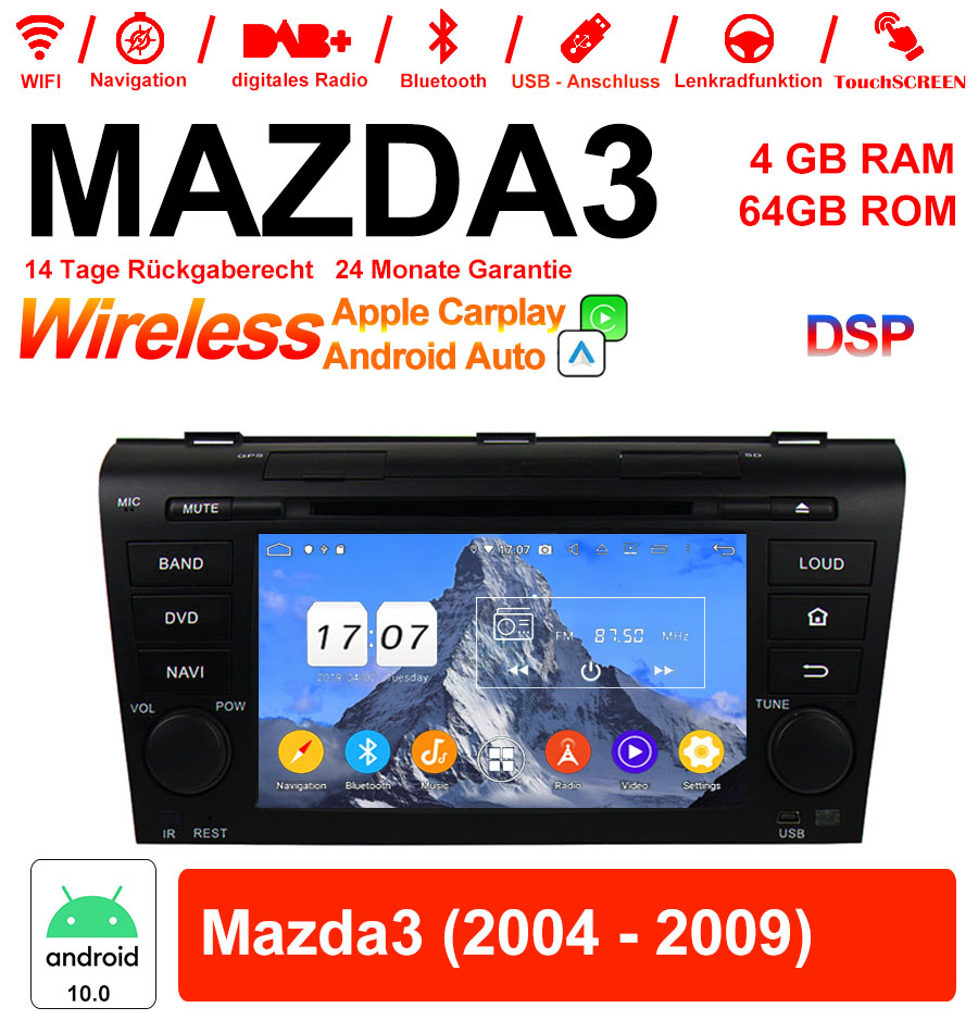 Android Autoradio für Mazda 3 (2004–2009) mit Wireless CarPlay & Android Auto