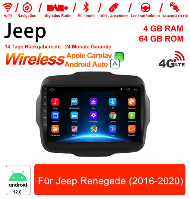 Android Autoradio für Jeep Renegade (2016-2020) mit Wireless CarPlay & Android Auto