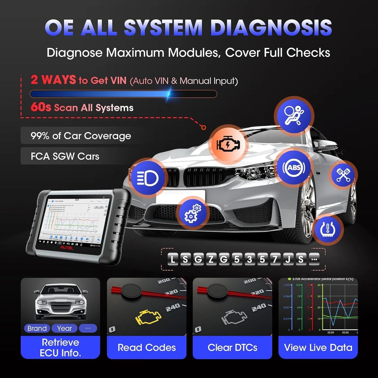 Autel MK808K-BT OBD2 Diagnosegerät für Fahrzeugsysteme