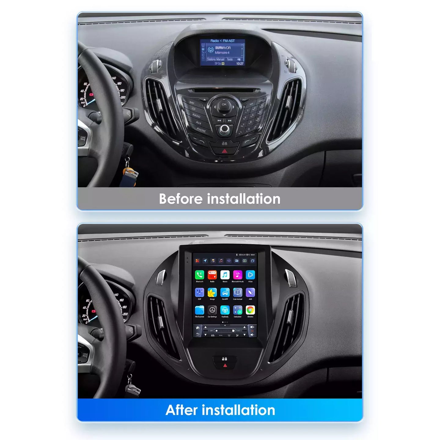 Android Autoradio für Ford Tourneo Transit 2012-2023 mit Wireless CarPlay & Android Auto