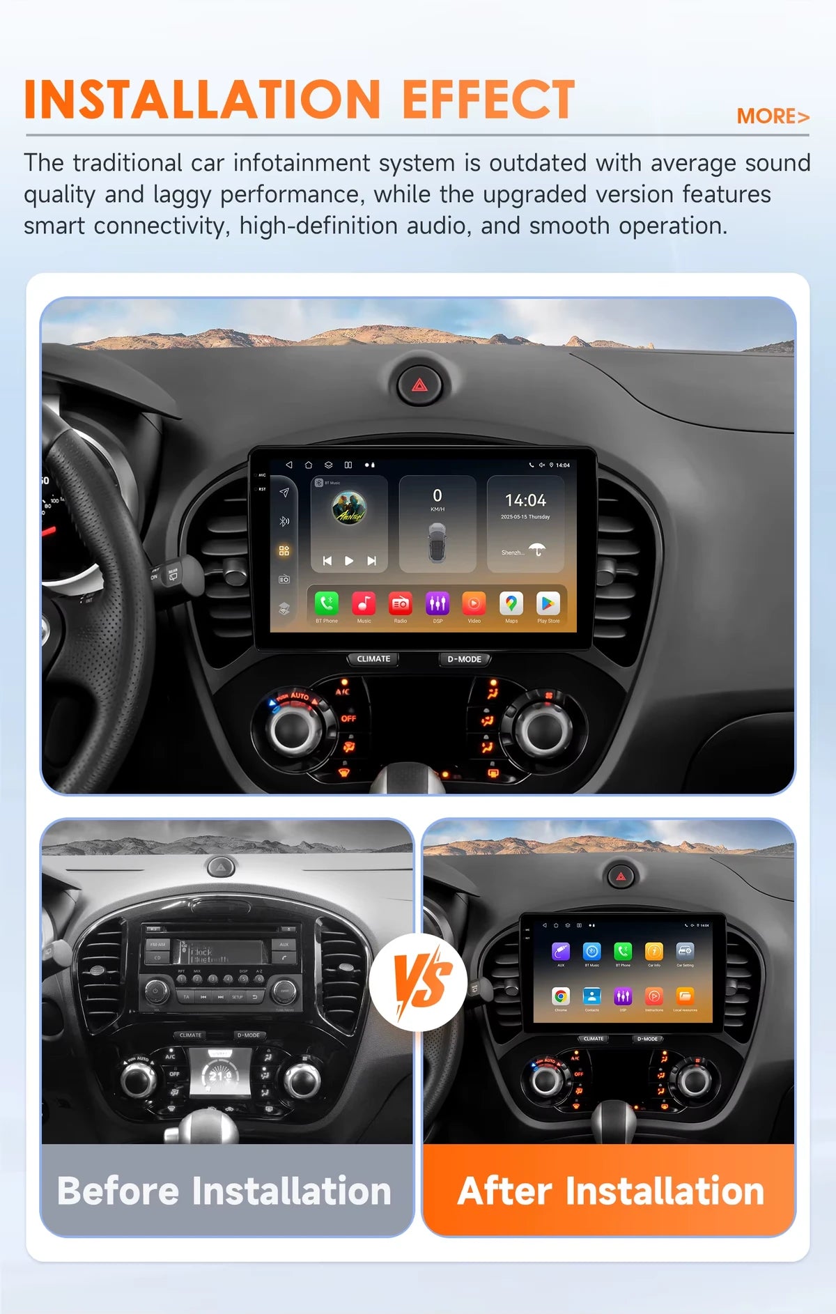 Android Autoradio für Nissan Juke 2010-2014 mit Wireless CarPlay & Android Auto