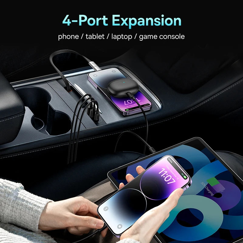 Baseus pd 45w schnell ladegerät auto docking station hub intelligente docking station für tesla modell 3/y usb shunt powered splitter