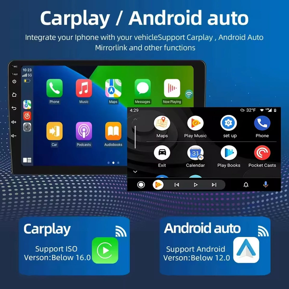 Android Autoradio für Fiat Panda 2003-2012 mit Wireless CarPlay & Android Auto