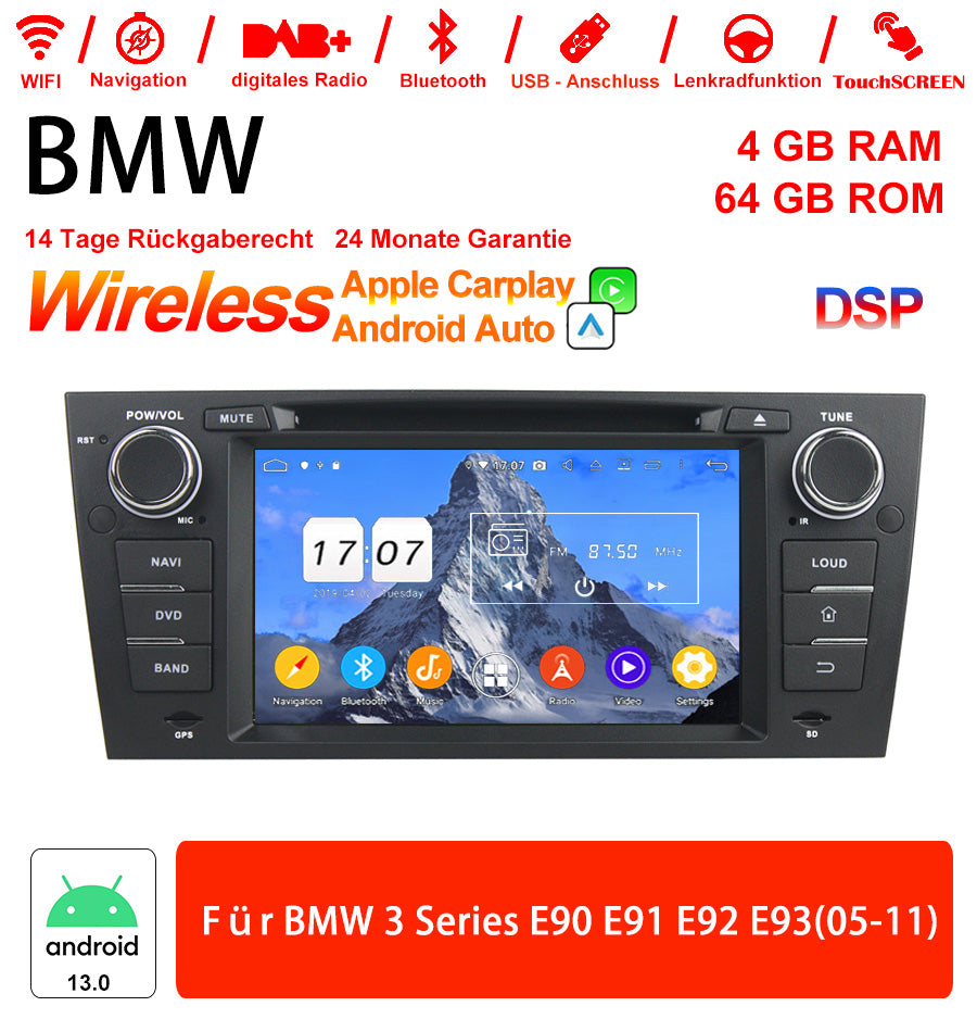 Android Autoradio für BMW 3er E90/E91/E92/E93 2005-2011 mit Wireless CarPlay, Android Auto & DAB+