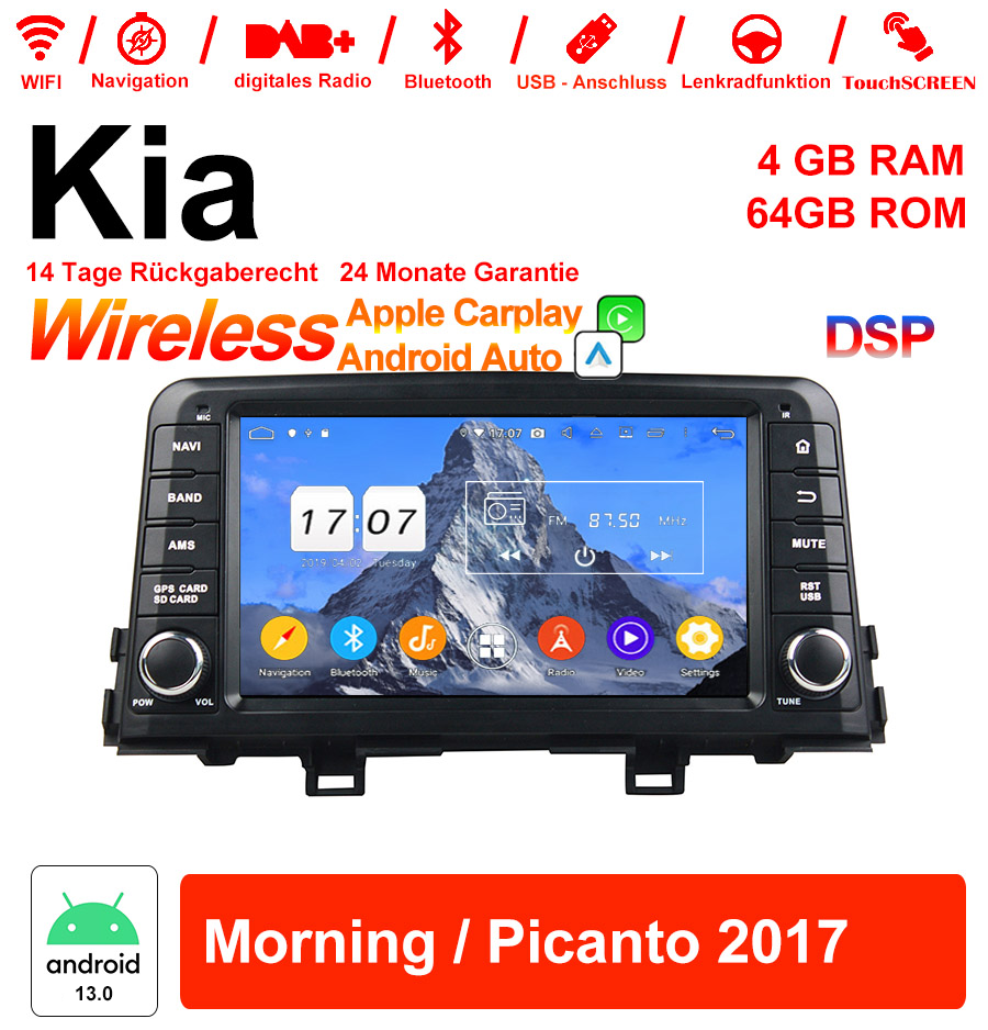 Android Autoradio für Kia Morning / Picanto 2017 mit Wireless CarPlay & Android Auto