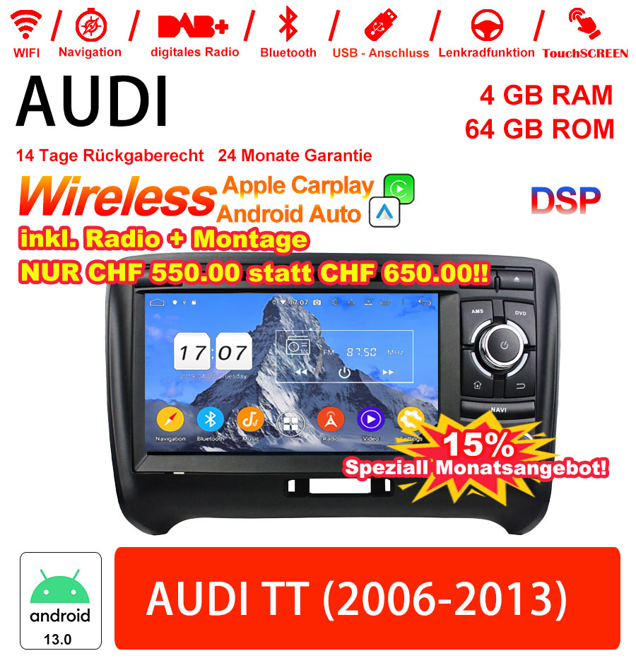 Android Autoradio für Audi TT 2006-2013 mit Wireless CarPlay & Android Auto