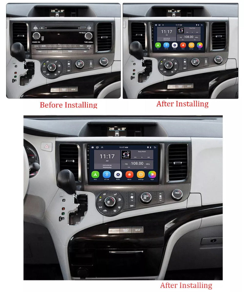 Android Autoradio für Toyota Sienna 2010-2014 mit Wireless CarPlay & Android Auto