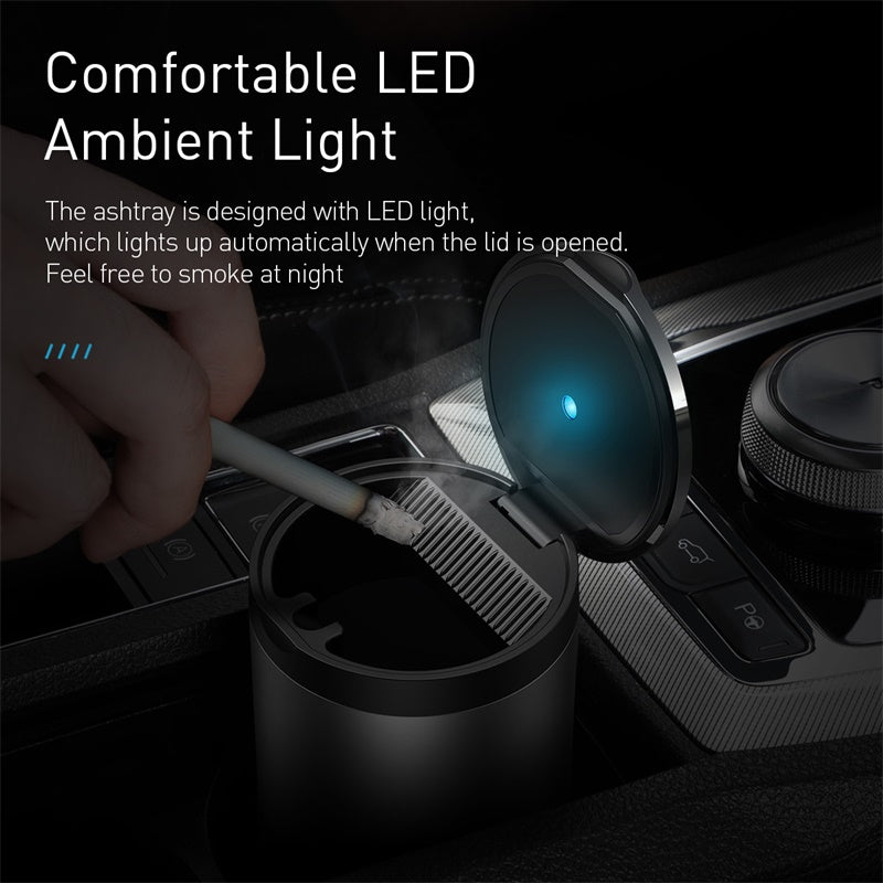 Baseus Tragbare Auto Aschenbecher LED Licht Zigarette Rauch Asche Halter Flammschutzmittel Hohe Qualität Asche tablett Auto Zubehör