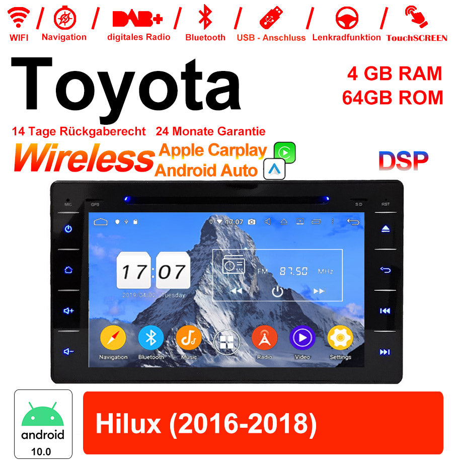Android Autoradio für Toyota Hilux 2016-2018 mit Wireless CarPlay & Android Auto