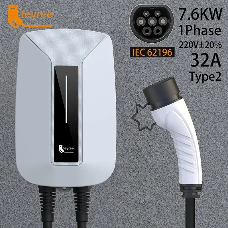 Feyree Wallbox Ladegerät Typ 2 – 7kW 32A EV-Ladestation für Zuhause