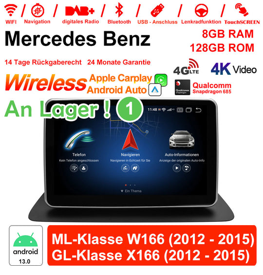 Android Autoradio für Mercedes Benz ML W166 und GL X166 2012-2015 mit Wireless CarPlay, Android Auto & DAB+