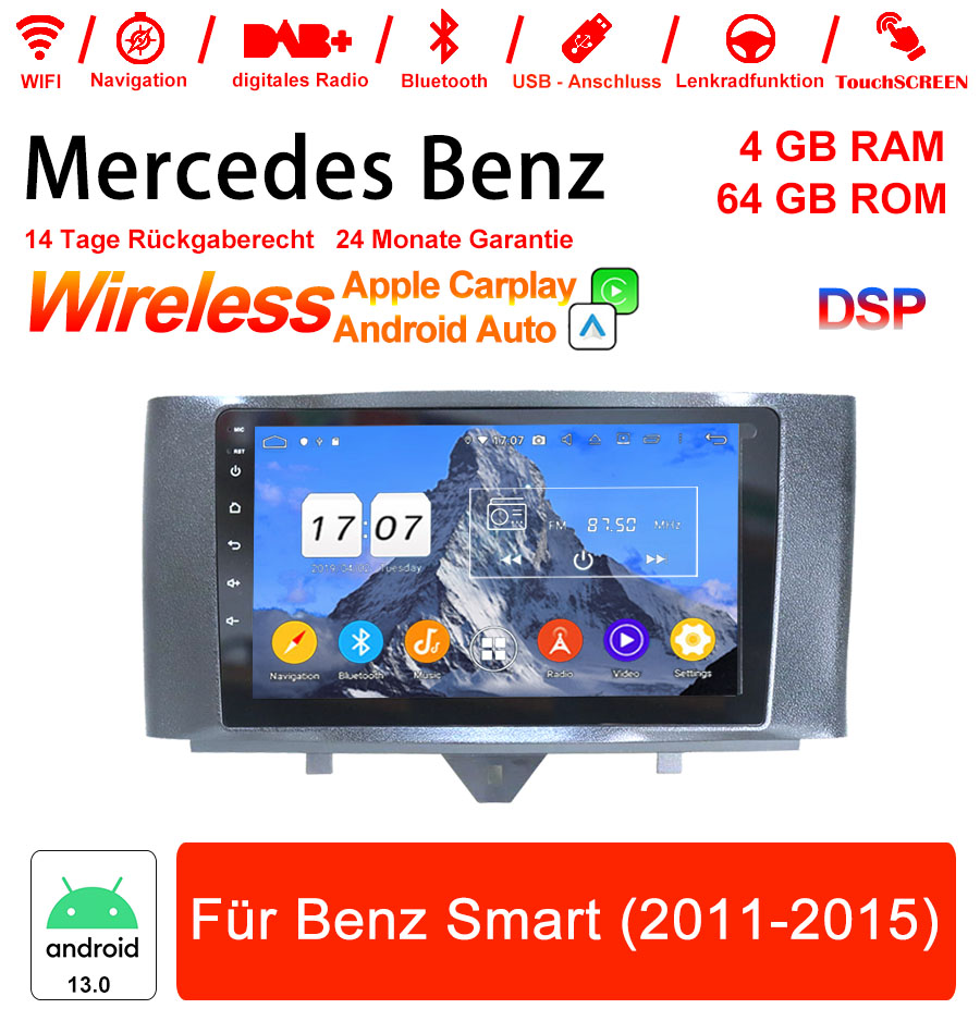 Android Autoradio für Mercedes Benz Smart 2011-2015 mit Wireless CarPlay, Android Auto & DAB+