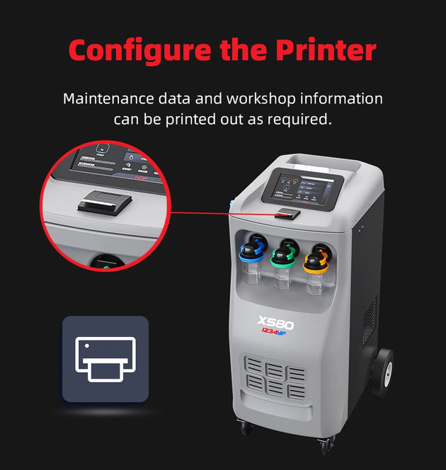 WONDERFU X580 R1234yf Vollautomatisches Klimaanlagen-Servicegerät mit Datenbank und Drucker