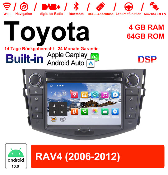 7 Zoll Android 10.0 Autoradio für Toyota RAV4 (2006-2012) mit Wireless CarPlay & Android Auto
