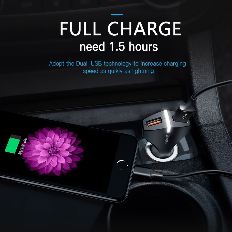 Baseus Quick Charge 3,0 Auto Ladegerät Für Samsung/ Huawei /Xiaomi Schnell Ladegerät QC 3,0 USB Handy Ladegerät