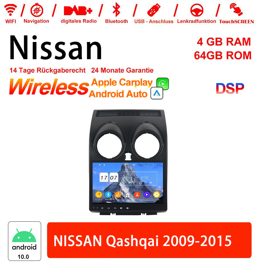 Android Autoradio für Nissan Qashqai 2009–2015 mit Wireless CarPlay & Android Auto