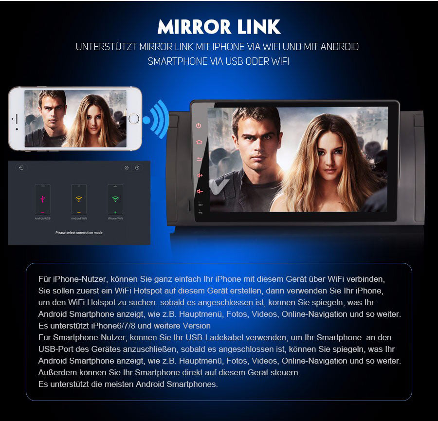 Android Autoradio für BMW 5er E39, X5 E53 und M5 E39 1996-2007 mit Wireless CarPlay, Android Auto & DAB+
