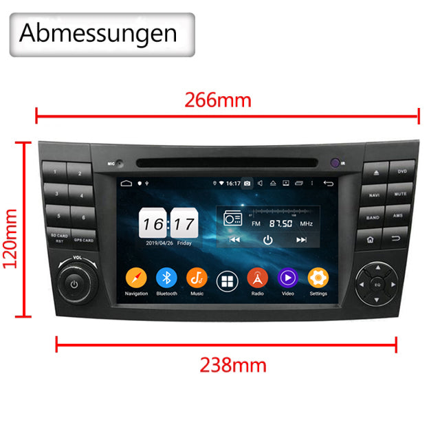 Android Autoradio für Mercedes Benz E-Klasse W211, CLS W219 und G-Klasse W463 2002-2010 mit Wireless CarPlay, Android Auto & DAB+