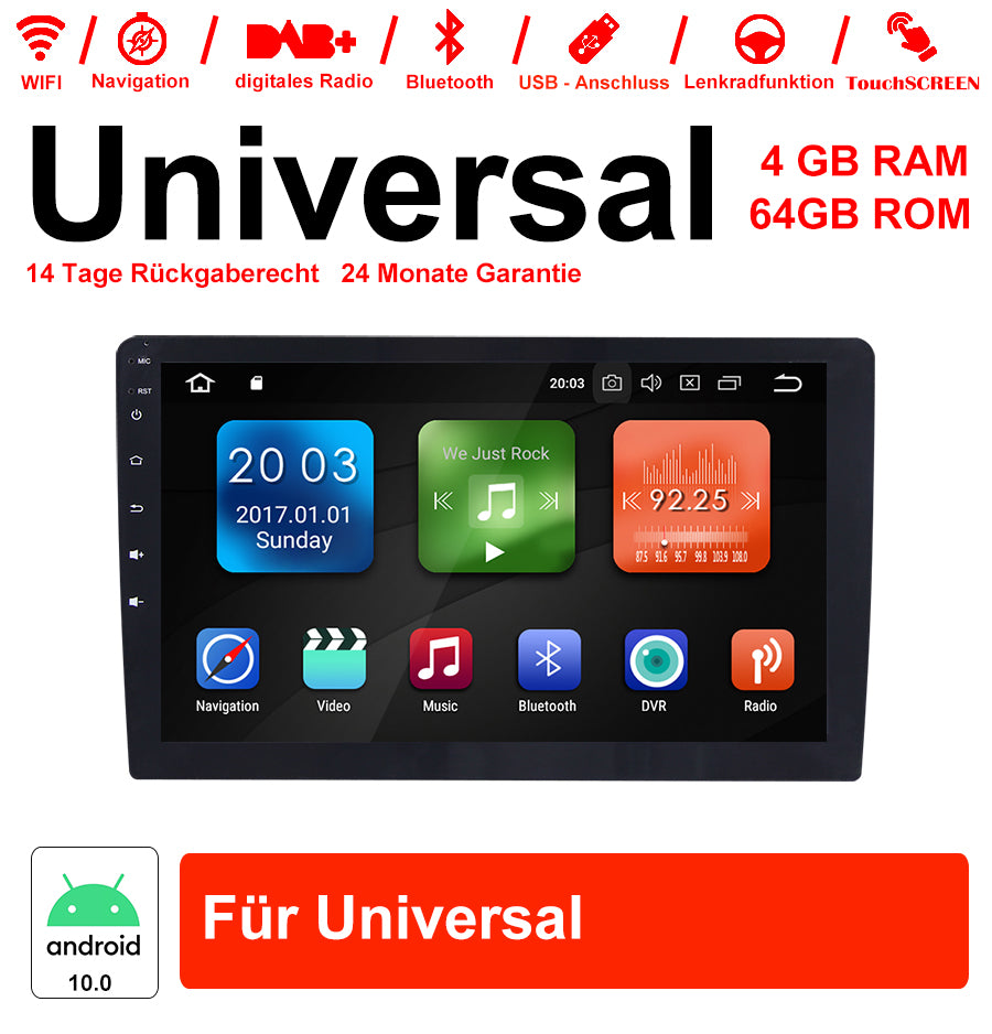 Android Autoradio für Universal 10.1 Zoll Android 13.0 4GB RAM 64GB ROM