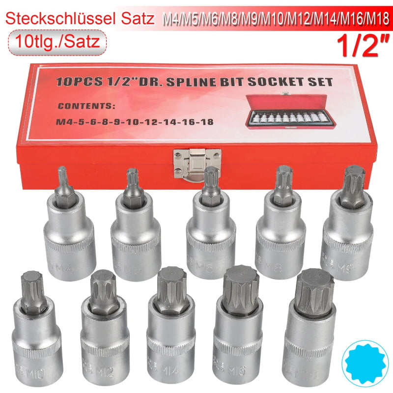 Vielzahn Steckschlüsselsatz 10stk M4-M18