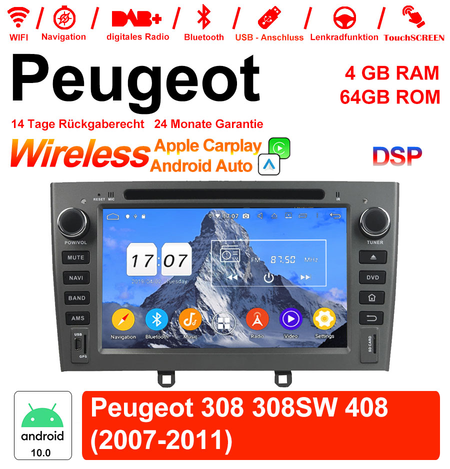 Android Autoradio für Peugeot 308, 308SW und 408 (2007-2011) mit Wireless CarPlay & Android Auto
