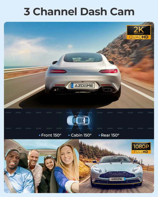Auto-DVR-Dashcam 4K 5.8 GHz WiFi 2/3 Kameras Vorder-/Kabine-/Heckkamera GPS-Nachtsicht-Parkmonitor