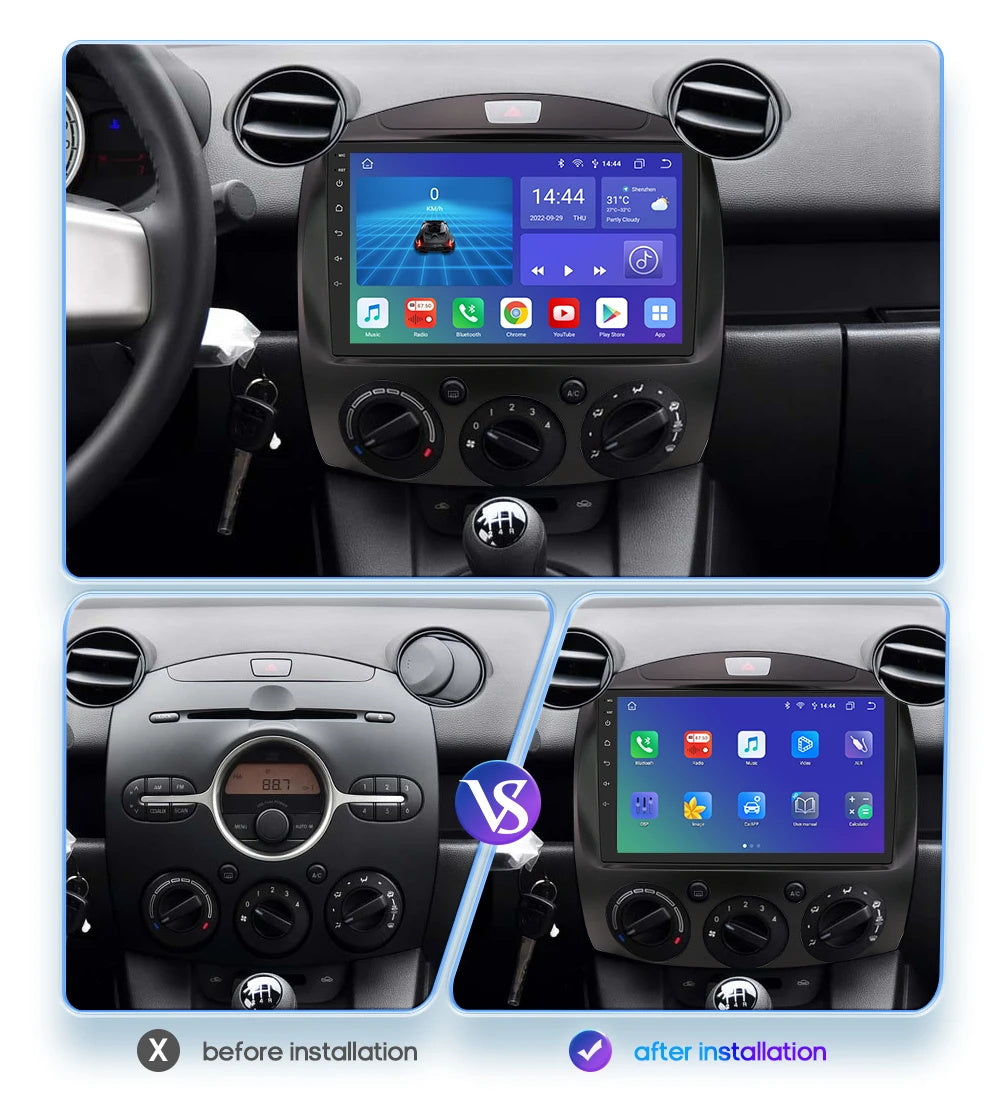 Android Autoradio für Mazda 2 2007-2014 mit Wireless CarPlay & Android Auto