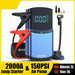 4 in 1 Auto Starthilfe Luftpumpe 150PSI Reifenkompressor 2000A Startergerät 10000 mAh Power Bank Digitale...