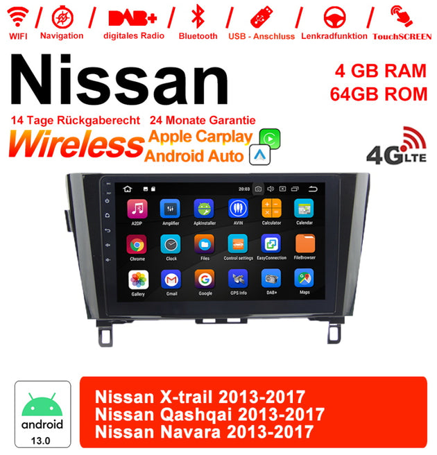 Android Autoradio für Nissan X-Trail, Qashqai, Navara 2013-2017 mit Wireless CarPlay & Android Auto