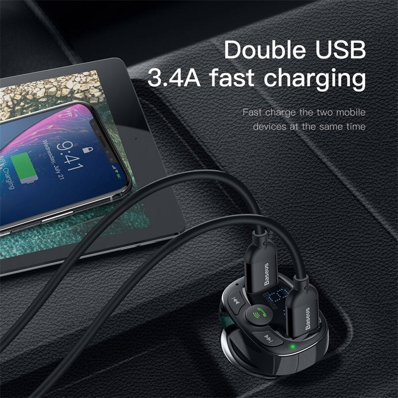 Baseus Auto Ladegerät Handy Freisprechen FM Transmitter Bluetooth Car Kit