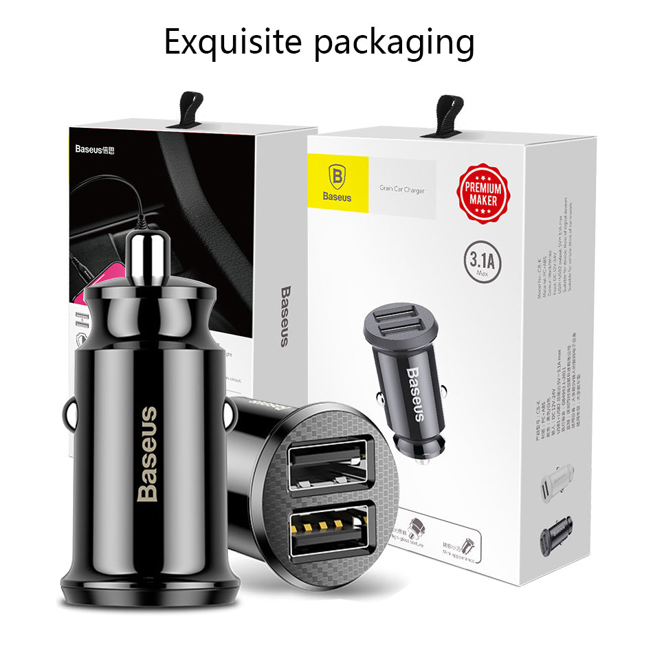 Baseus Mini USB Auto Ladegerät Für Handy Tablet GPS 3.1A Schnelle Ladegerät Auto-Ladegerät Dual USB Auto