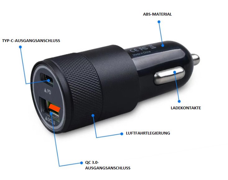 PD Fast Charge Dual USB Car Charger